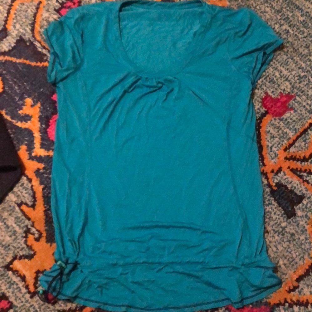Lululemon Turquoise Drawstring Short Sleeve Shirt
